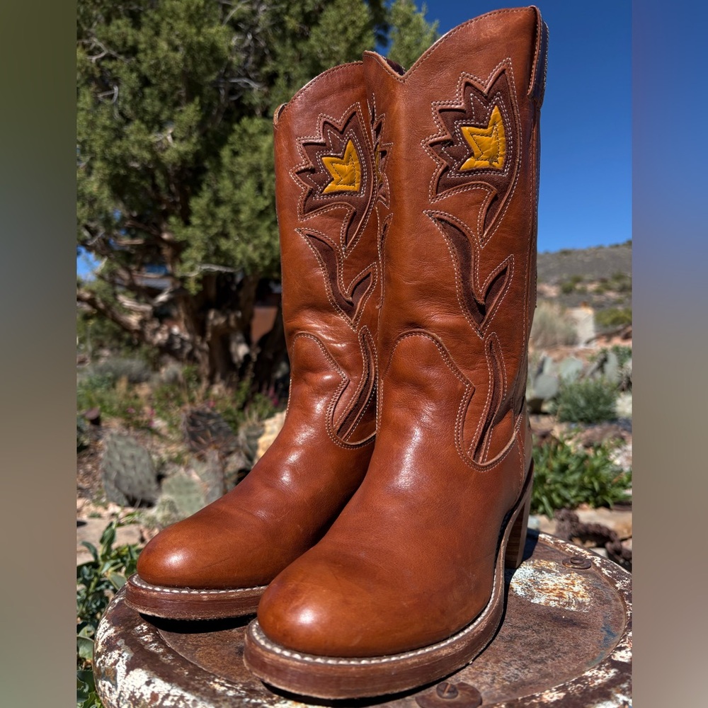 FRYE Campus Sabrina Floral Inlay Boots Vintage - Picture 6 of 16